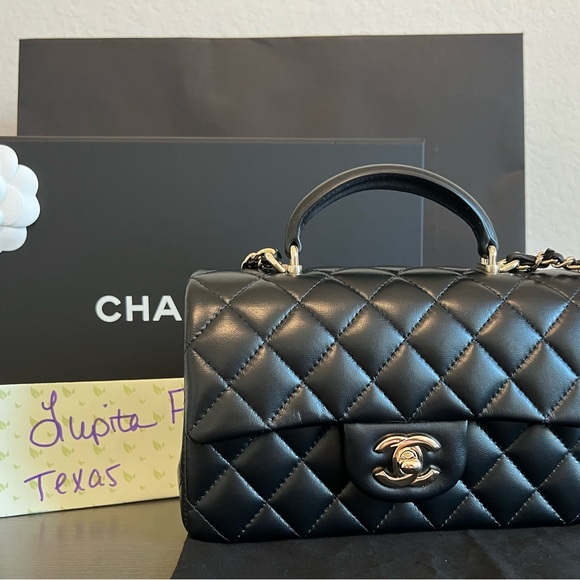 Chanel mini top handle black lambskin - Picture 1 of 11